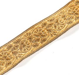 Stuha žakárová drobný květinový vzor zlatá