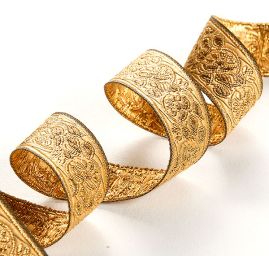 Stuha žakárová drobný květinový vzor zlatá