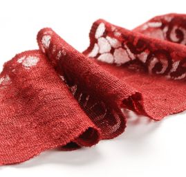 Krajka elastická květinový motiv vínová