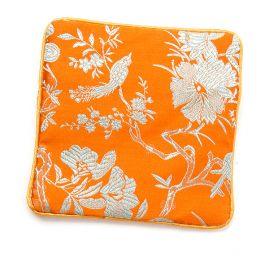 Elegantná brokátová taštička vtáky / kvety oranžová