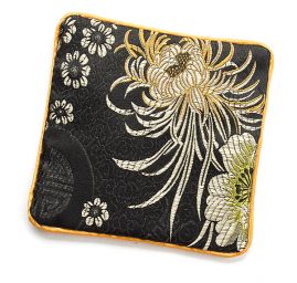 Elegantná brokátová taštička kvety / ornament čierna