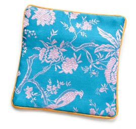 Elegantná brokátová taštička kvety tyrkysová