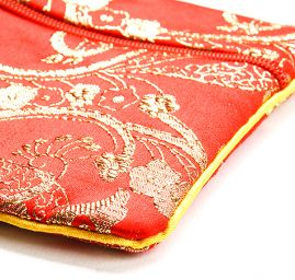 Elegantná brokátová taštička kvety červená