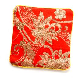 Elegantná brokátová taštička kvety červená