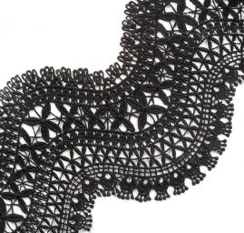 Krajka hrubá lem oboustranná květinový vzor v černé
