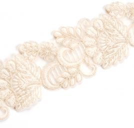 Krajka lem vyšivka na organze slonová kost