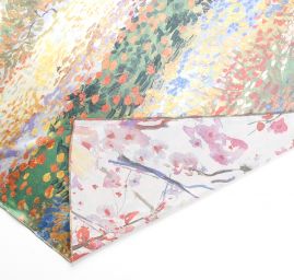 Šála satén malba krajiny/květy