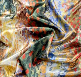 Šála satén malba krajiny/květy