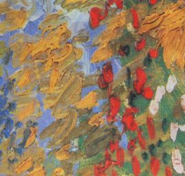 Šála satén malba krajiny/květy