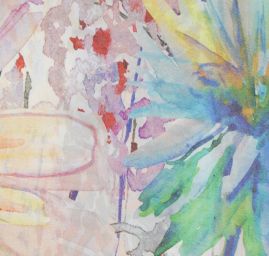 Šála satén malba krajiny/květy