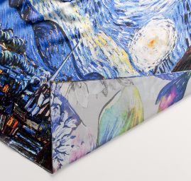 Šála satén malba Hvězdná noc/květy