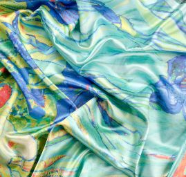 Šála satén malba Iris/květy