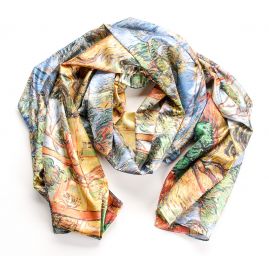 Šála satén malba ulice/květy