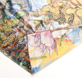 Šála satén malba ulice/květy