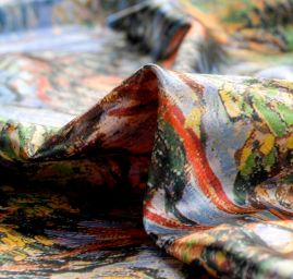 Šála satén malba ulice/květy