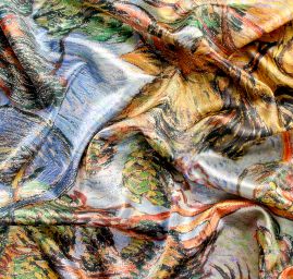 Šála satén malba ulice/květy