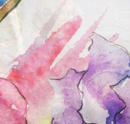 Šála satén malba ulice/květy