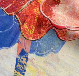 Šála satén malba Terasa kavárny v noci/květy