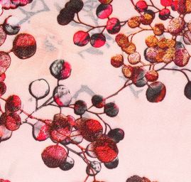 Saténová šála se vzorem květů v růžovém