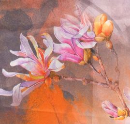 Saténová šála s květinovým vzorem ve starorůžové  