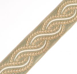 Vyšívaná stuha květinový ornametn olivová/krémová