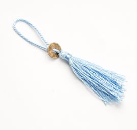 Strapec textilné ozdobný s mincí sv.modrá