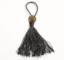 Strapec textilné ozdobný s mincí čierny