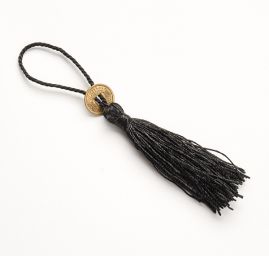 Strapec textilné ozdobný s mincí čierny