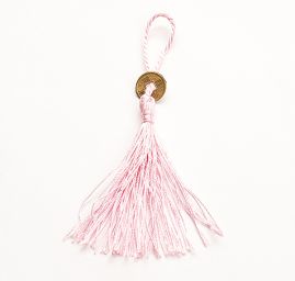 Strapec textilné ozdobný s mincí sv.ružový