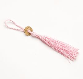 Strapec textilné ozdobný s mincí sv.ružový