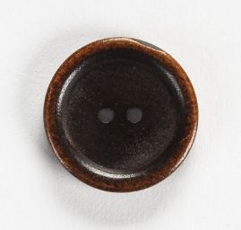 Knoflík dřevěný lakovaný dvoudírkový hnědý