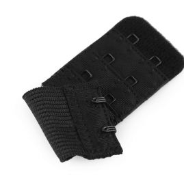 Prodloužení k podprsence šíře 30mm 3 řady/2 očka černá na gumě