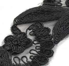 Krajka lem květinový vějíř černý