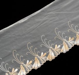 Krajka lem romantický květinový vzor béžovomedový