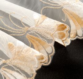 Krajka lem romantický květinový vzor béžovomedový