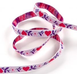 Stuha krojová vyšívaná bílá/růžová 9mm