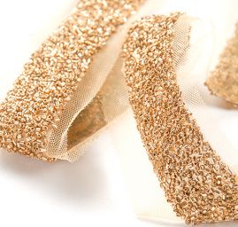 Stuha tylová lepený rokajl starozlatý