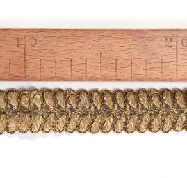 Krajková kovová stuha lístky zlatá