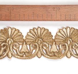 Krajková kovová stuha zlatá art decový vzor 