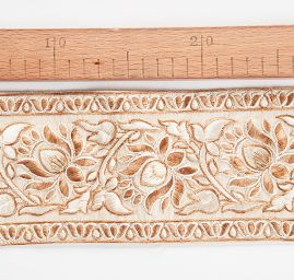 Vyšívaná stuha široká vzor květin smetanová