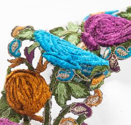 Stuha porta vzdušná výšivka tyrkysová/fuchsiová