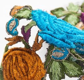 Stuha porta vzdušná výšivka tyrkysová/fuchsiová