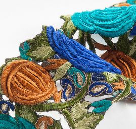 Stuha porta vzdušná výšivka tyrkysová/modrá