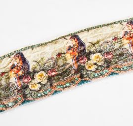 Stuha samet tisk madona béžovozelená