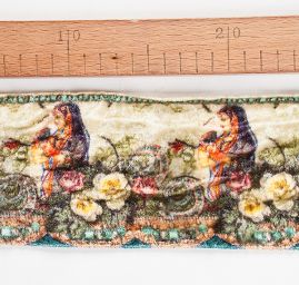 Stuha samet tisk madona béžovozelená