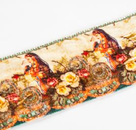 Stuha samet tisk madona béžovozlatá