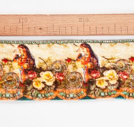 Stuha samet tisk madona béžovozlatá