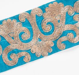 Stuha vyšívaná šantung rexový květinový vzor