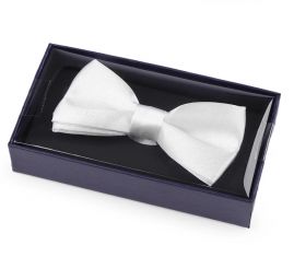 Motýlek saténový 5x10 cm bílý