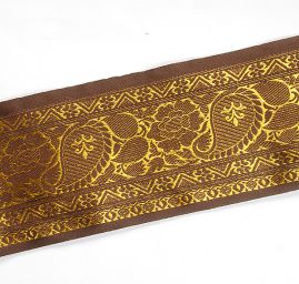Vyšívaná stuha orienální vzor zlatá/hnědá